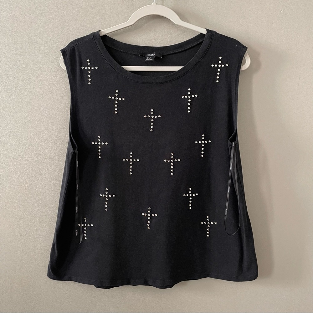 Forever 21 Cross Rhinestone Sleeveless Top
